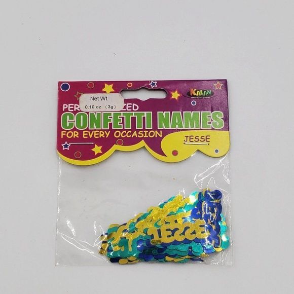 Jesse Personalized Name Confetti Blue & Gold 3 Packs Kalan Party Supplies - Picture 2 of 5